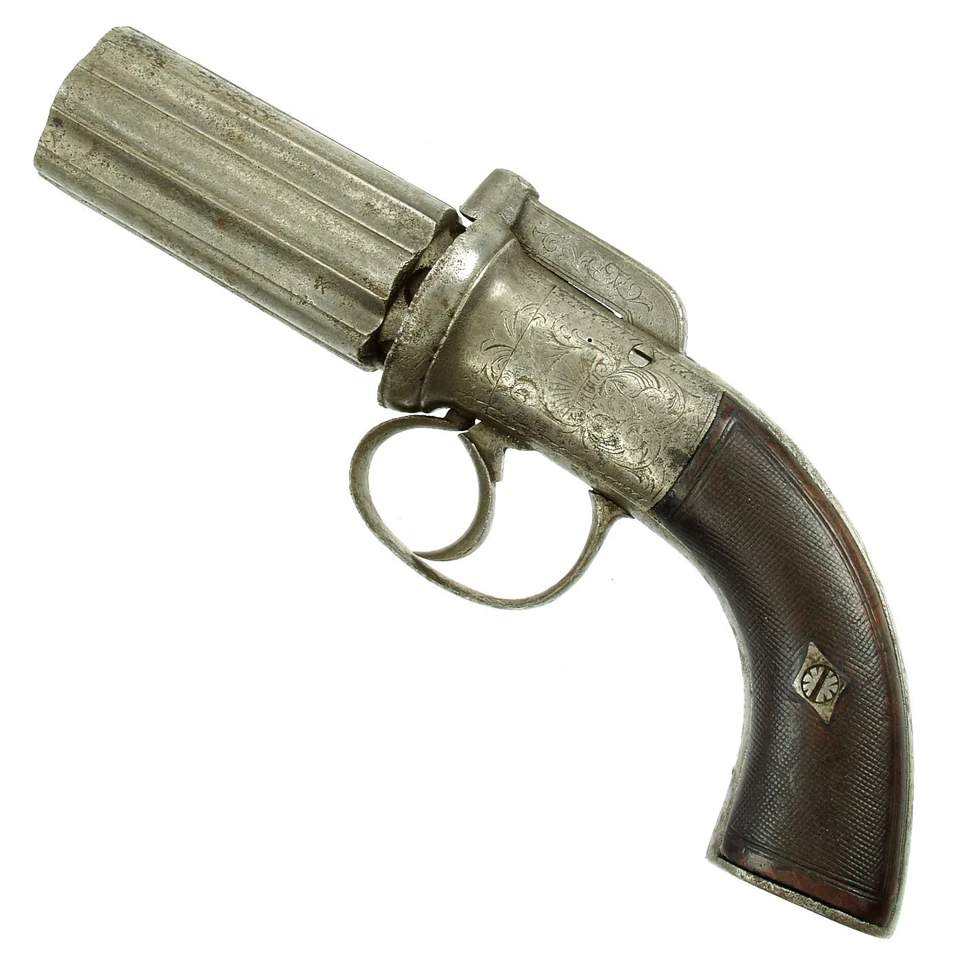 Original 19th Century British Pepperbox Double-Action Percussion Revolver circa 1840