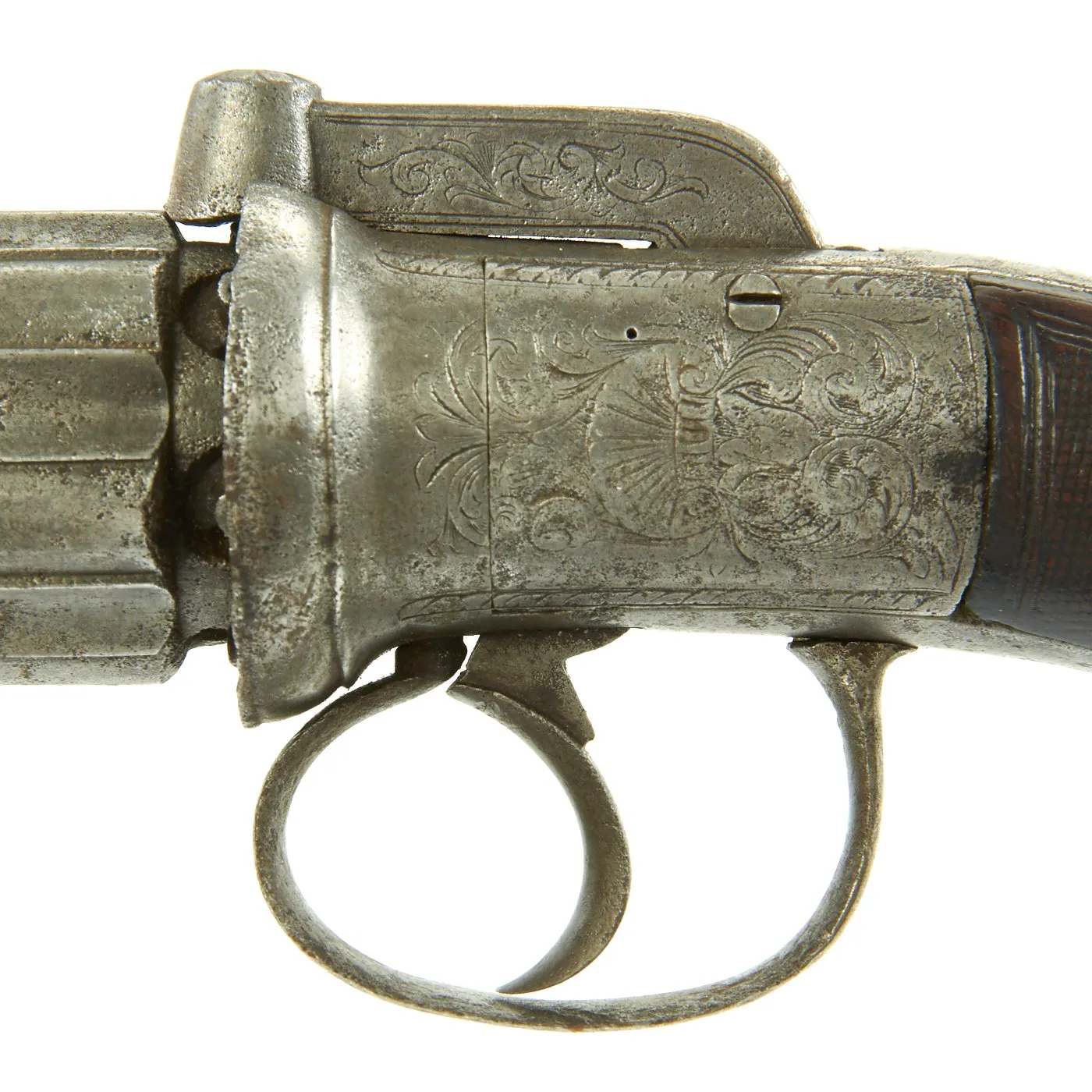 Original 19th Century British Pepperbox Double-Action Percussion Revolver circa 1840