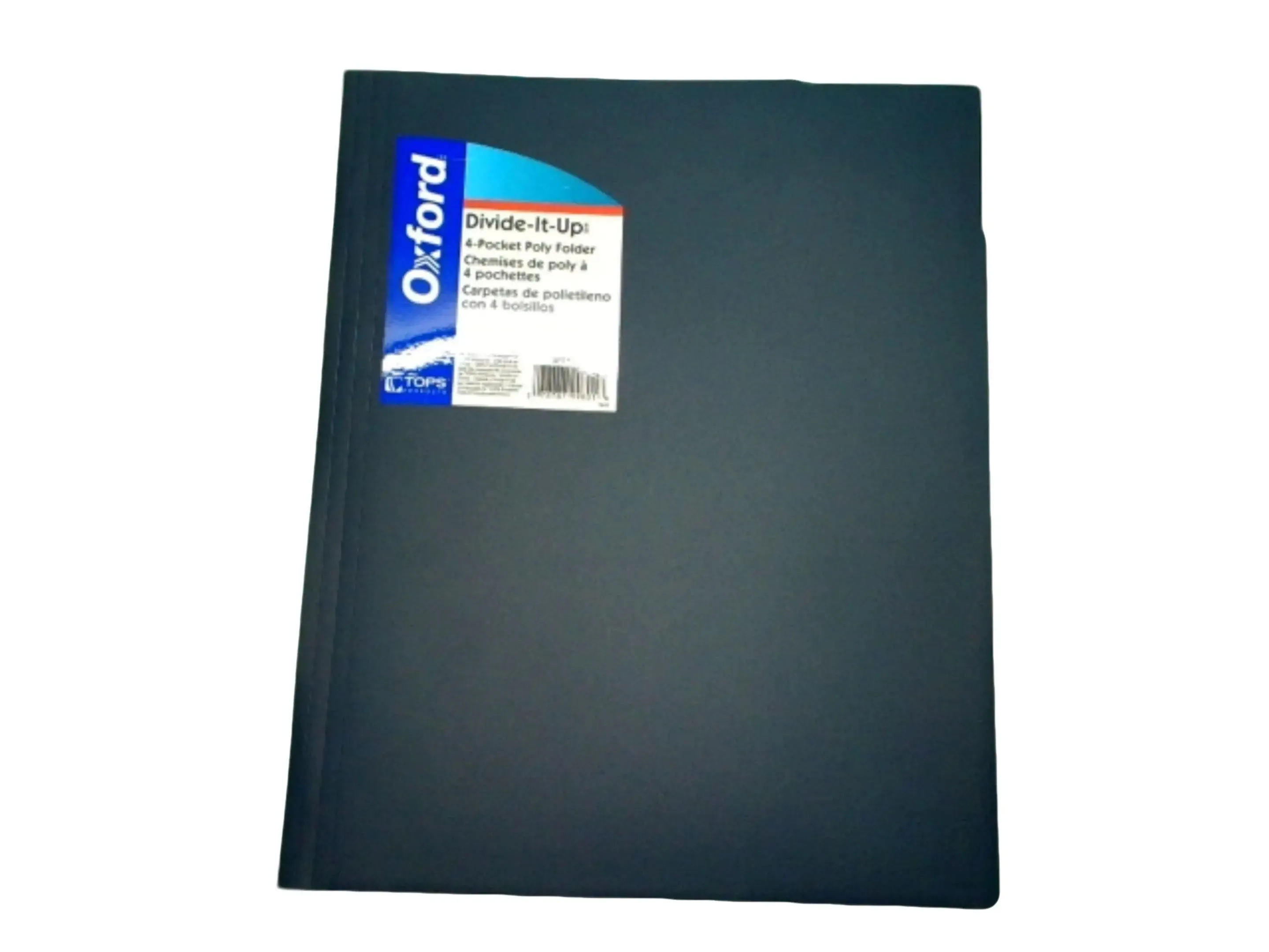 Oxford Navy 4-Pocket Poly School Folder with Dividers