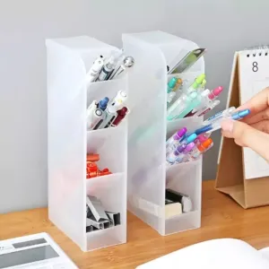 Plastic Pen Holder, Cosmetic Organizer Box, Storage Container Case