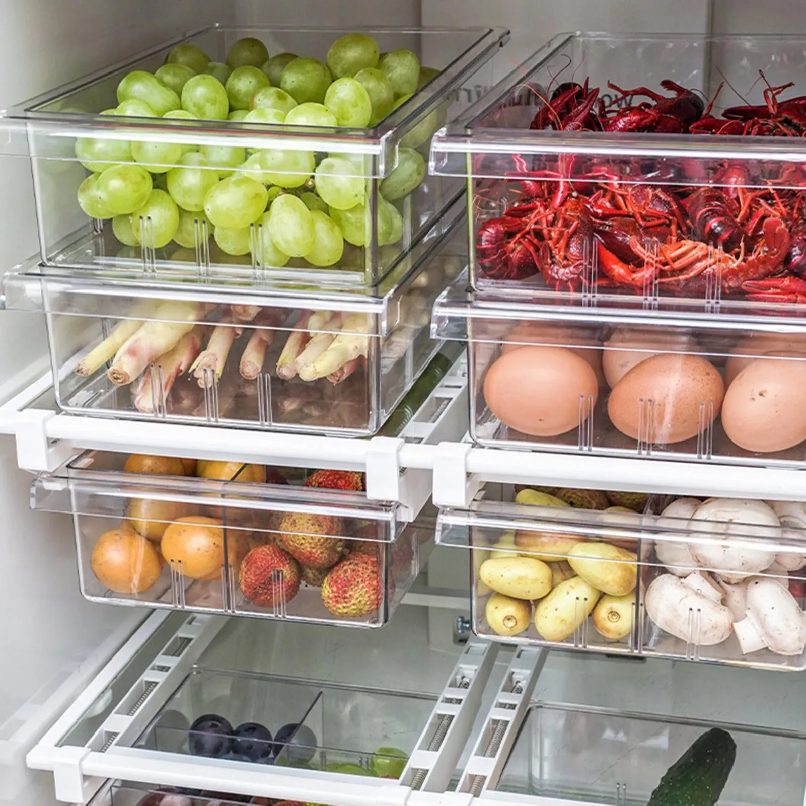 Refrigerator Food Organiser Drawer with Dividers