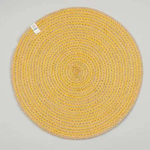 Round Spiral Jute Table Mat - Natural/Yellow