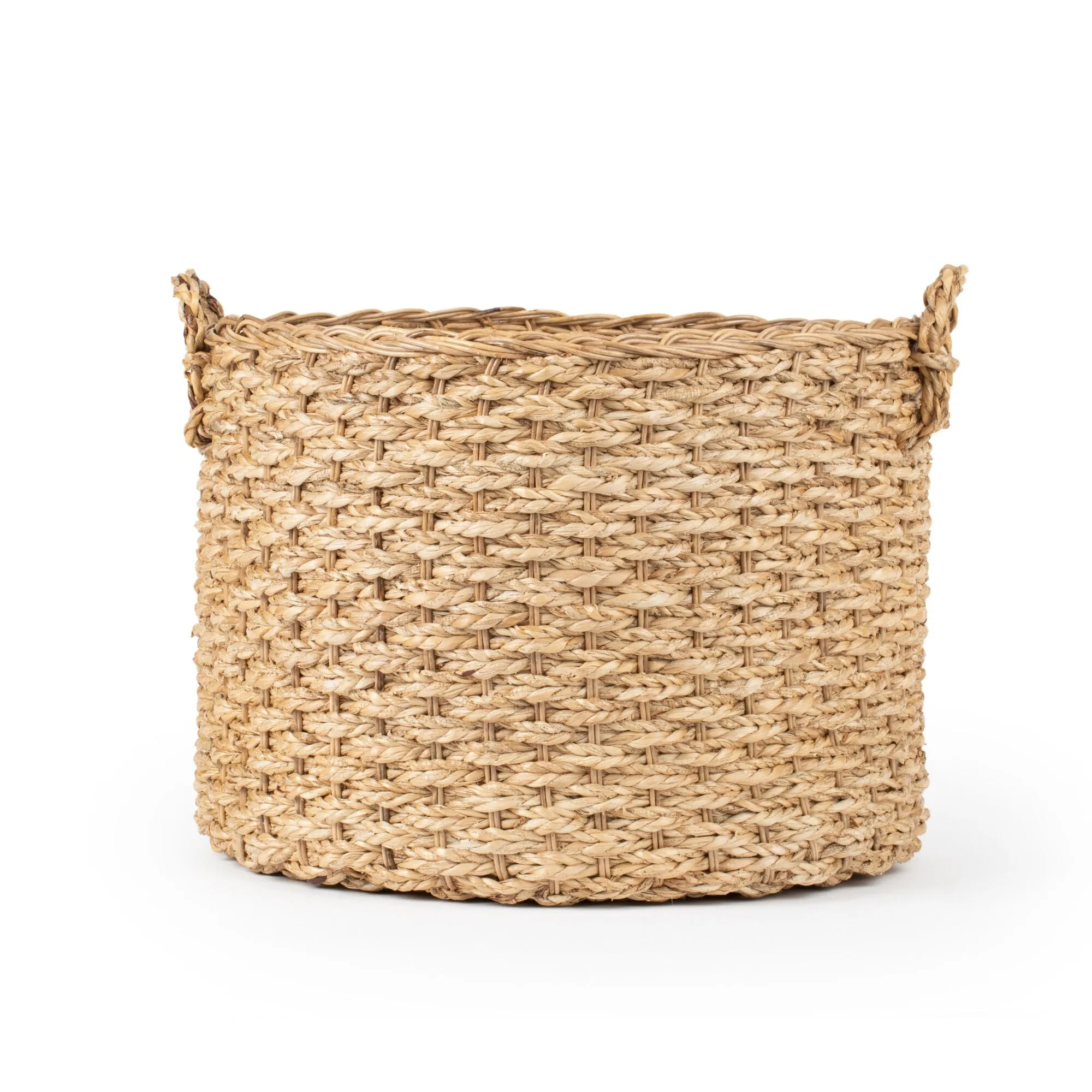 Round Wicker Blanket Storage Basket With Handles| Woven | Eco-Friendly | Rattan | Artisan Made