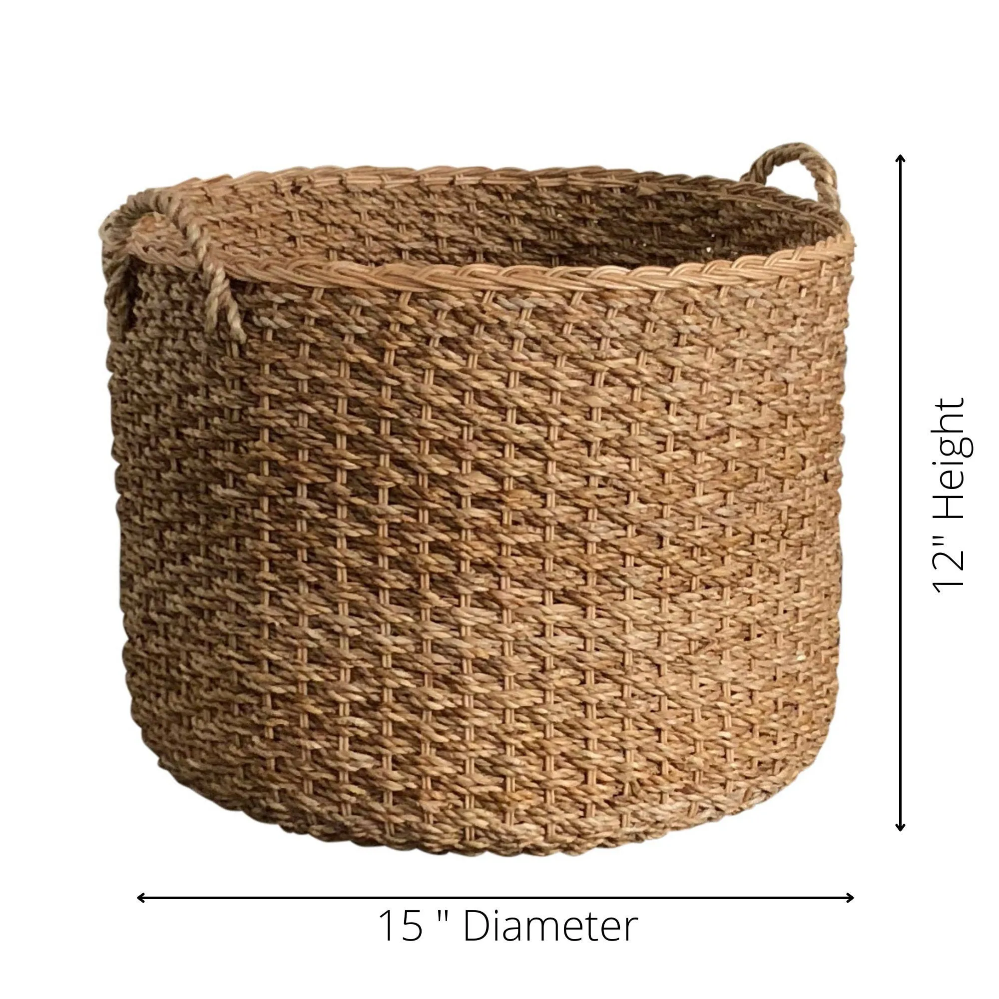 Round Wicker Blanket Storage Basket With Handles| Woven | Eco-Friendly | Rattan | Artisan Made