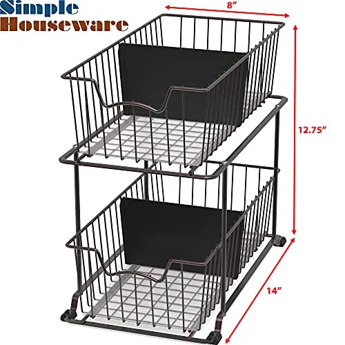 Simple House Ware 2 Tier Cabinet Wire Basket Drawer Organizer Brown