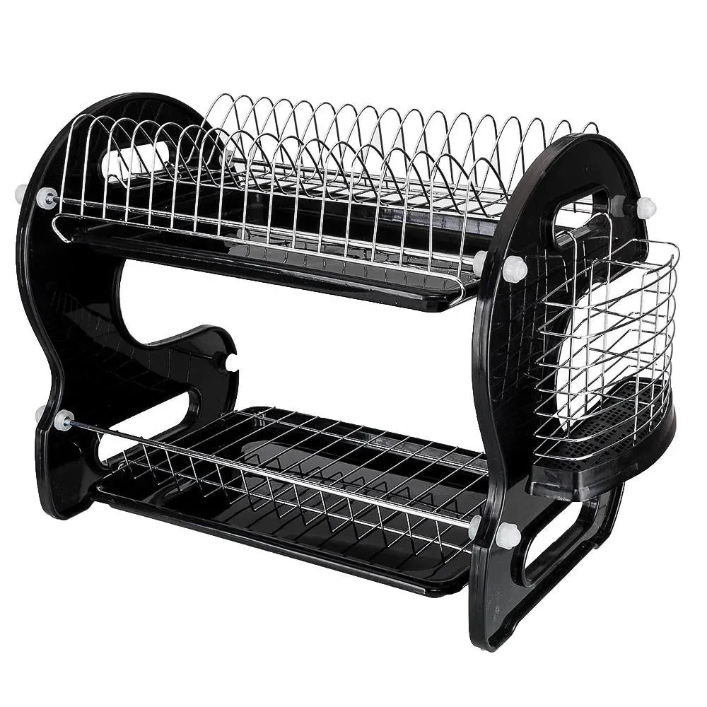 Stainless Steel 2-Tier Dish Drainer Drying Rack with Large Capacity Storage - 22.83" x 11" x 14.57"