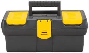 Stanley STST13011 Tool Box with Tote Tray, 1.1 gal, Plastic, Black/Yellow, 4-Compartment :EA: QUANTITY: 1