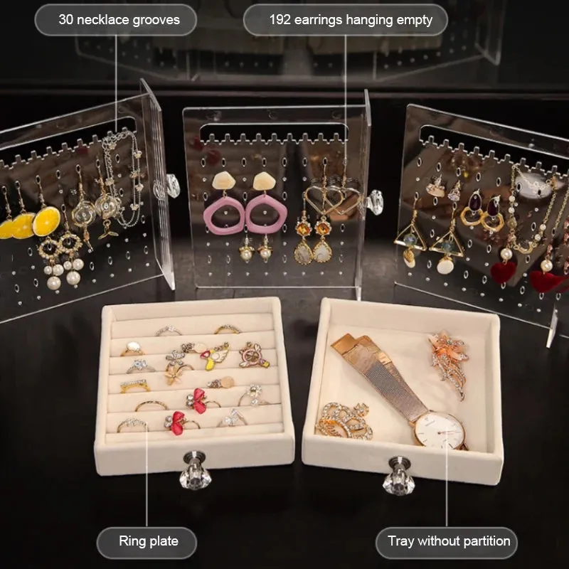 TRANSPARENT JEWELRY ORGANIZER BOX WITH DRAWER