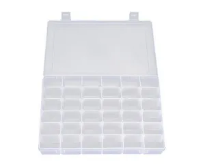 US 36 Grid Box Storage Organizer Case Display Makeup DIY Crafts Drug Collection with Adjustable Divider Big, White