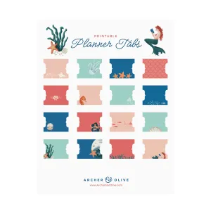 Vintage Mermaid Printable Planner Tabs