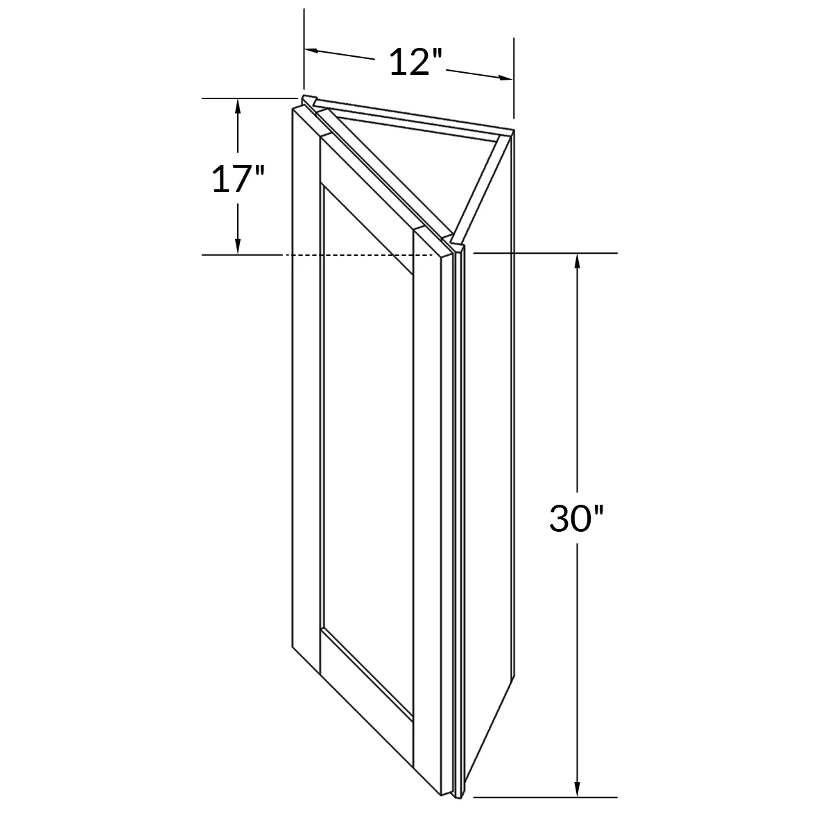 Wall End Kitchen Cabinet WEC1230 Milan Pearl 12 in. width 30 in. height 12 in. depth