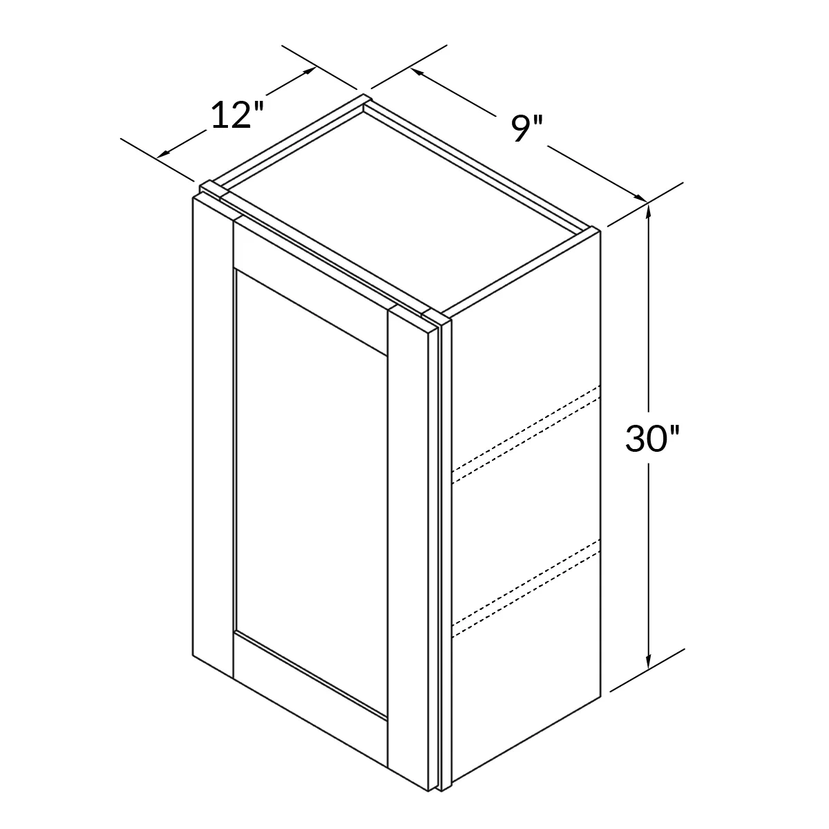 Wall Kitchen Cabinet W0930 Shaker Toffee LessCare 9 in. width 30 in. height 12 in. depth