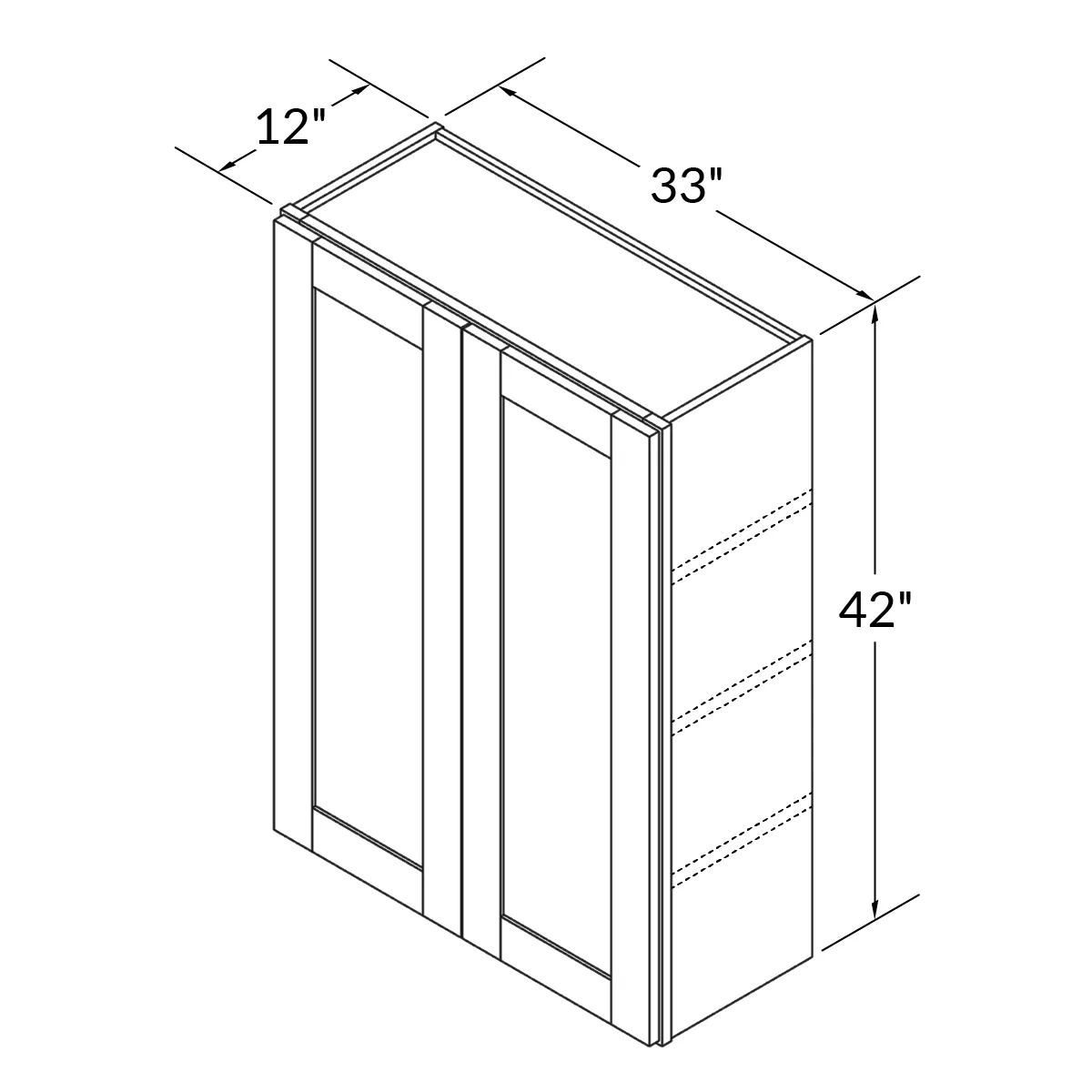 Wall Kitchen Cabinet W3342 Milan Slate 33 in. width 42 in. height 12 in. depth