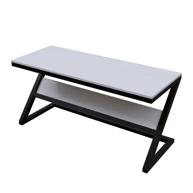 Wooden Twist Z-Shaped Executive Study Desk Table laminated Top with Steel Base