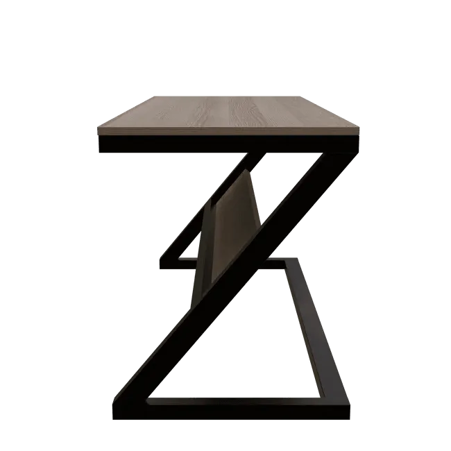 Wooden Twist Z-Shaped Executive Study Desk Table laminated Top with Steel Base