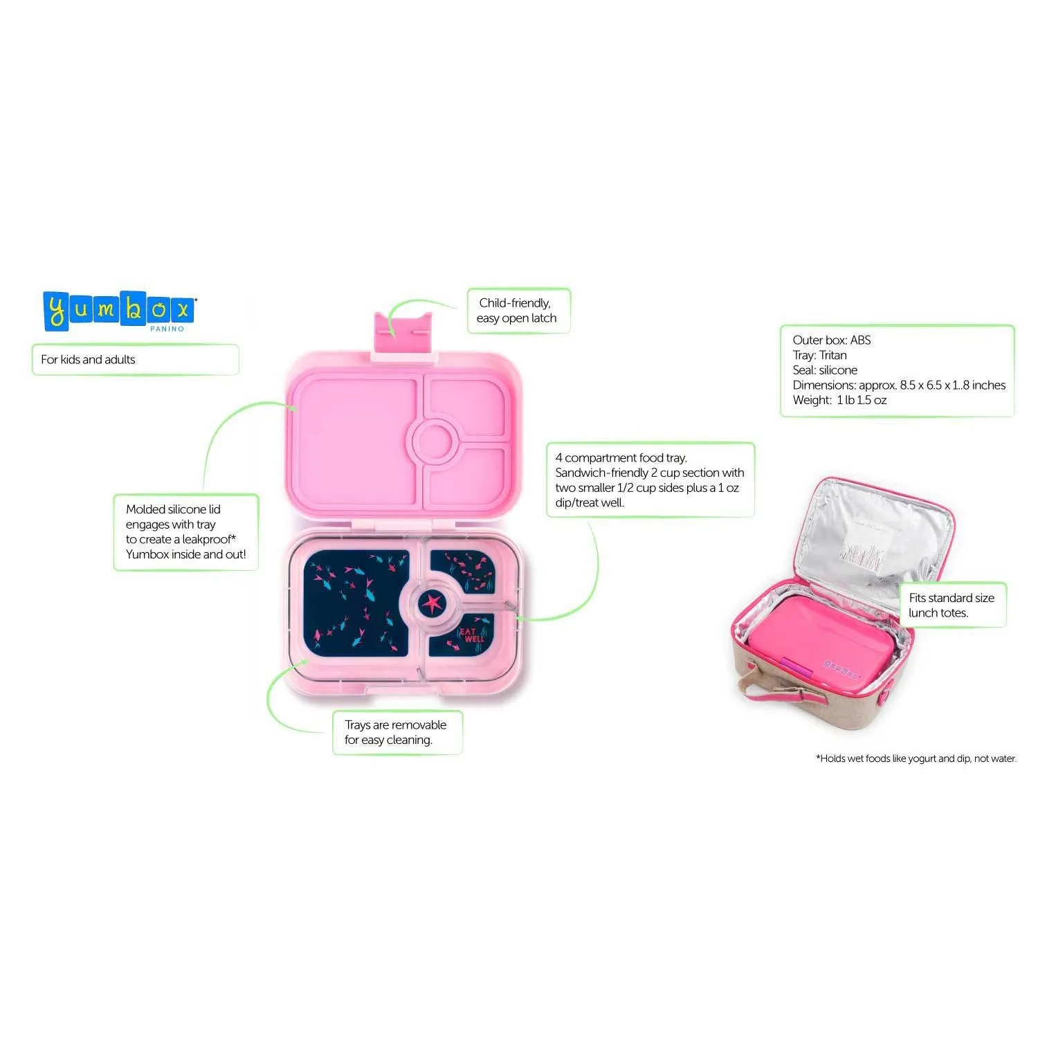 Yumbox Panino Stardust Pink 4 Compartment Lunch Box